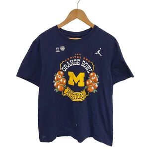 Nike Jump Man Michigan Orange Bowl 2021 Men's Graphic T Shirt Blue Size Medium‎